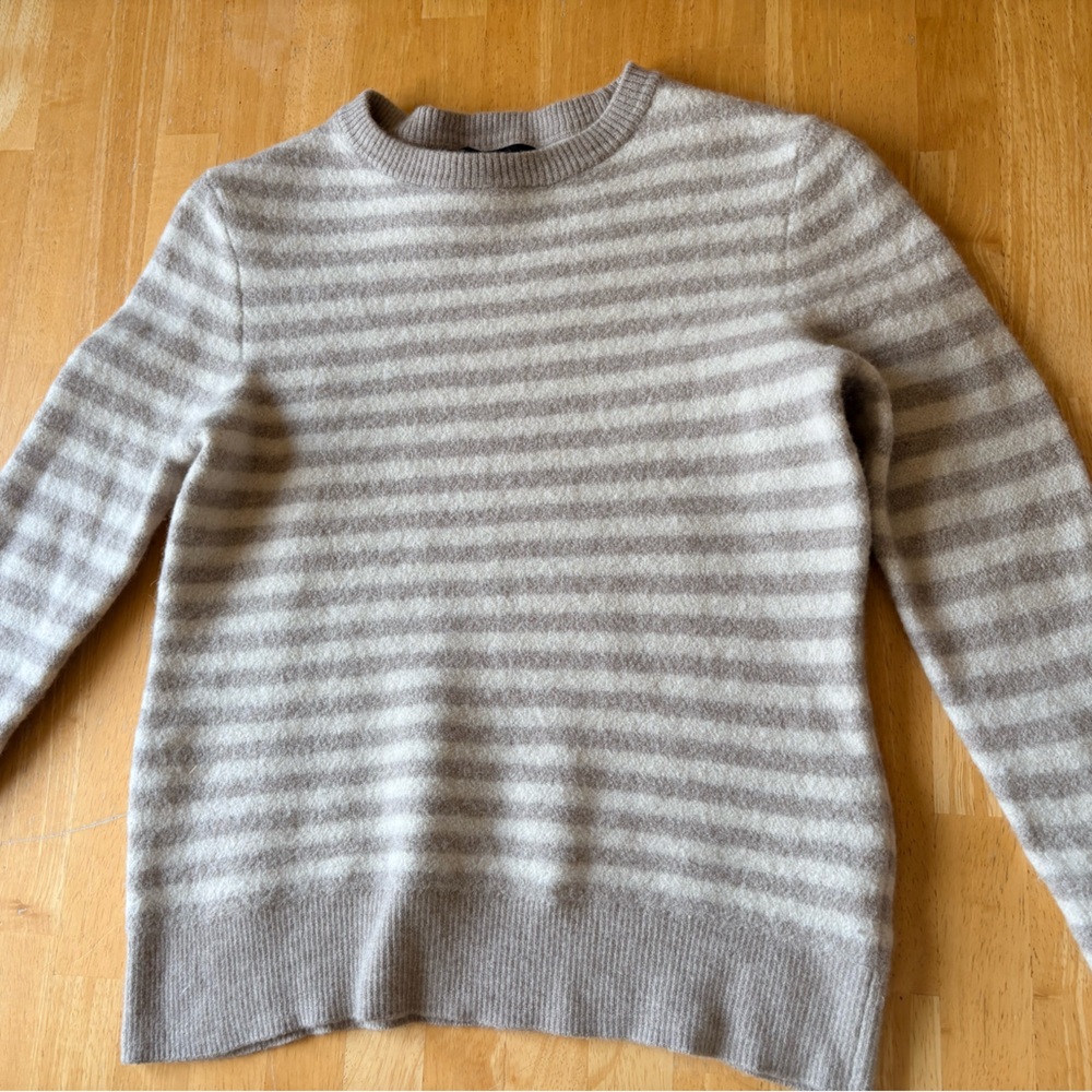 Christian Lacroix Striped Crewneck Sweater in Taupe & Cream
